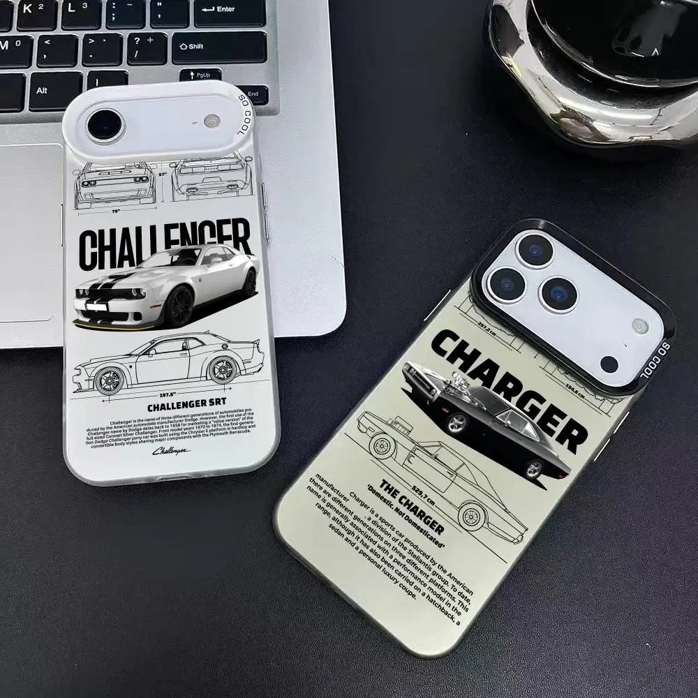 العضلات سيارة تشالنجر قضية الهاتف آيفون 17 16 15 14 13 12 11 برو ماكس الهواء ماتي ليزر أورورا للصدمات فوندا #2