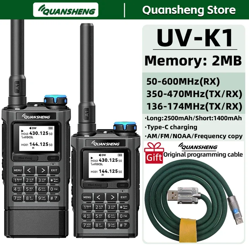 Quansheng UV K1 Mini Walkie Talkie Set Nirkabel Berburu Berkemah Jarak Jauh Radio Komunikasi Ham K6 Walkie Talkie Transceiver