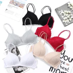 SHENGMEIYU Hollow Lightweight Bra Gathering Sexy Lace Triangle Cup Underwear Female Beauty Back Breathable Lifting Seamless Bra