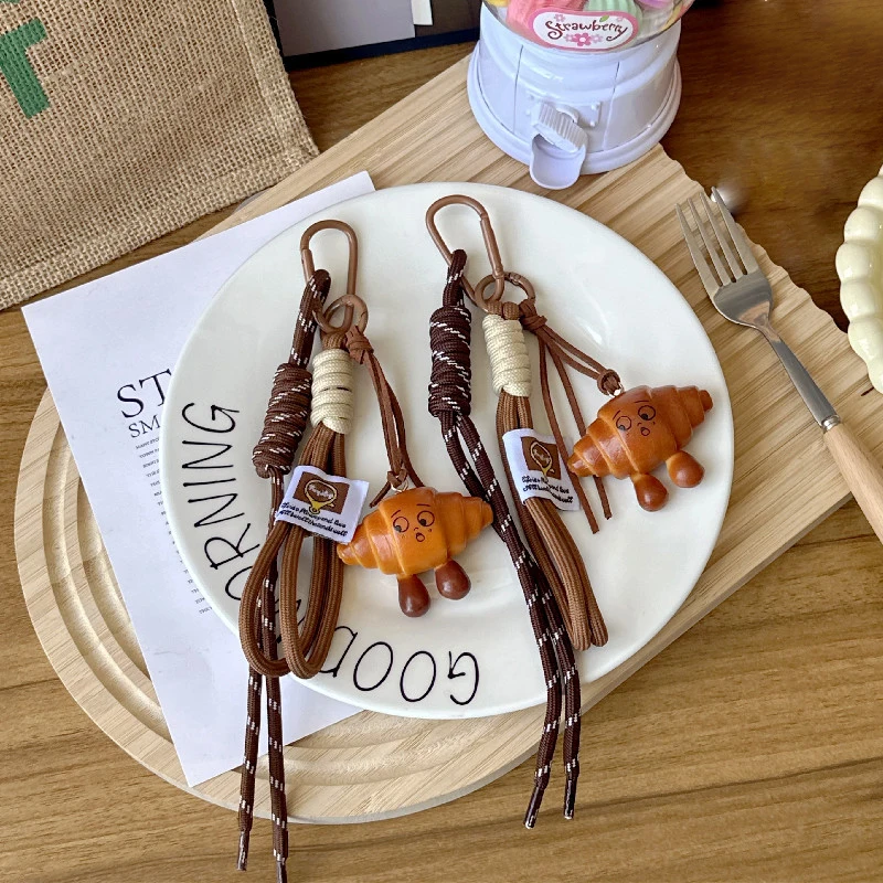 Braided Rope Bag Pendant Alkaline Water Bread Keychain Pendant Cute Bag Pendant Chocolate Pendant