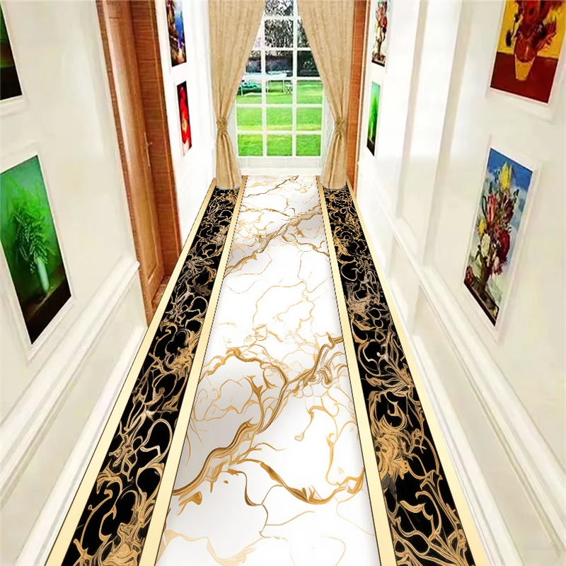 

Chinese Style Long Corridor Carpet Villa Lobby Hall Runners Living Room Entryway Non-slip Rugs Aisle Stair Carpet Customizable