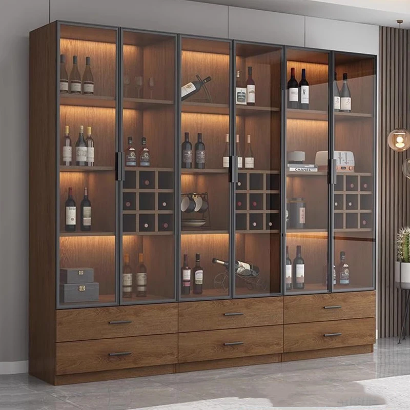 Partitions Designer Bar Cabinet Shelves Tequila Multifunctional Wine Cabinet Cocktai Tall Standing Wood Armoire Club Furniture