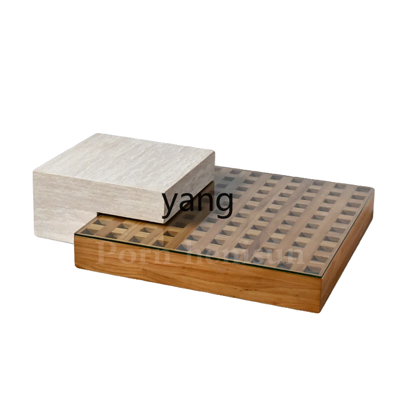 LZR designer light luxury living room household solid wood tempered glass tea table