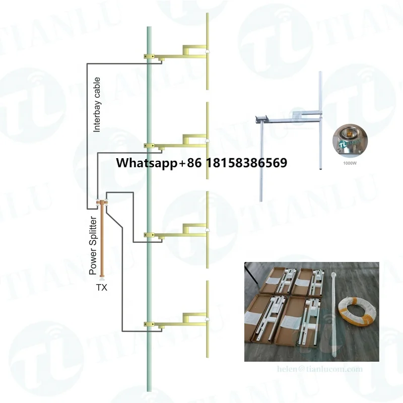 

1000W omni-directional 4 Bay Dipole FM Antenna and Accessories for 88-108Mhz FM Transmitter