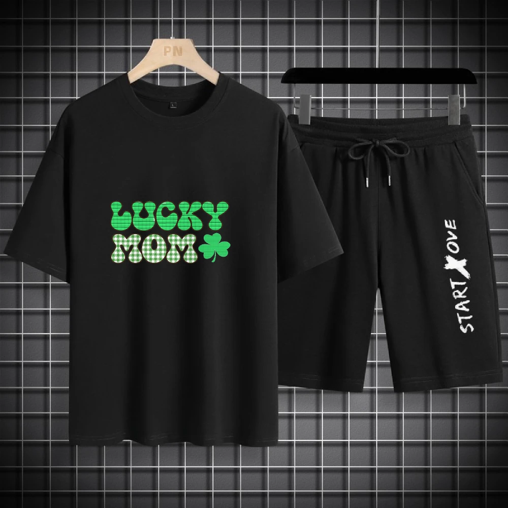 

2025 Lightweight Men's Tracksuit Set Thin Fabric Casual Summer Outfit Fashion Sports T-shirts+shorts two-piece sets tracksuits