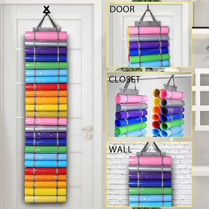 

New-Vinyl Roll Holder Hanging Vinyl Storage Organizer Wall Mount Foldable Vinyl Roll Holder For Craft Room