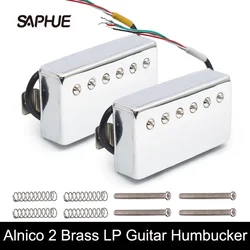 Alnico 2 Humbucker Guitar Pickup with Brass Cover, Coil Splitting, 4 Coil Cable 7.5K, 8.6K, Alnico II Pickup for LP Guitar