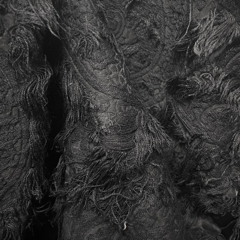 

Black Hollow Tassel Fabric Fashion Jacquard Bags Clothing Designer Fabrics Cloth for Diy Sewing Cotton Material