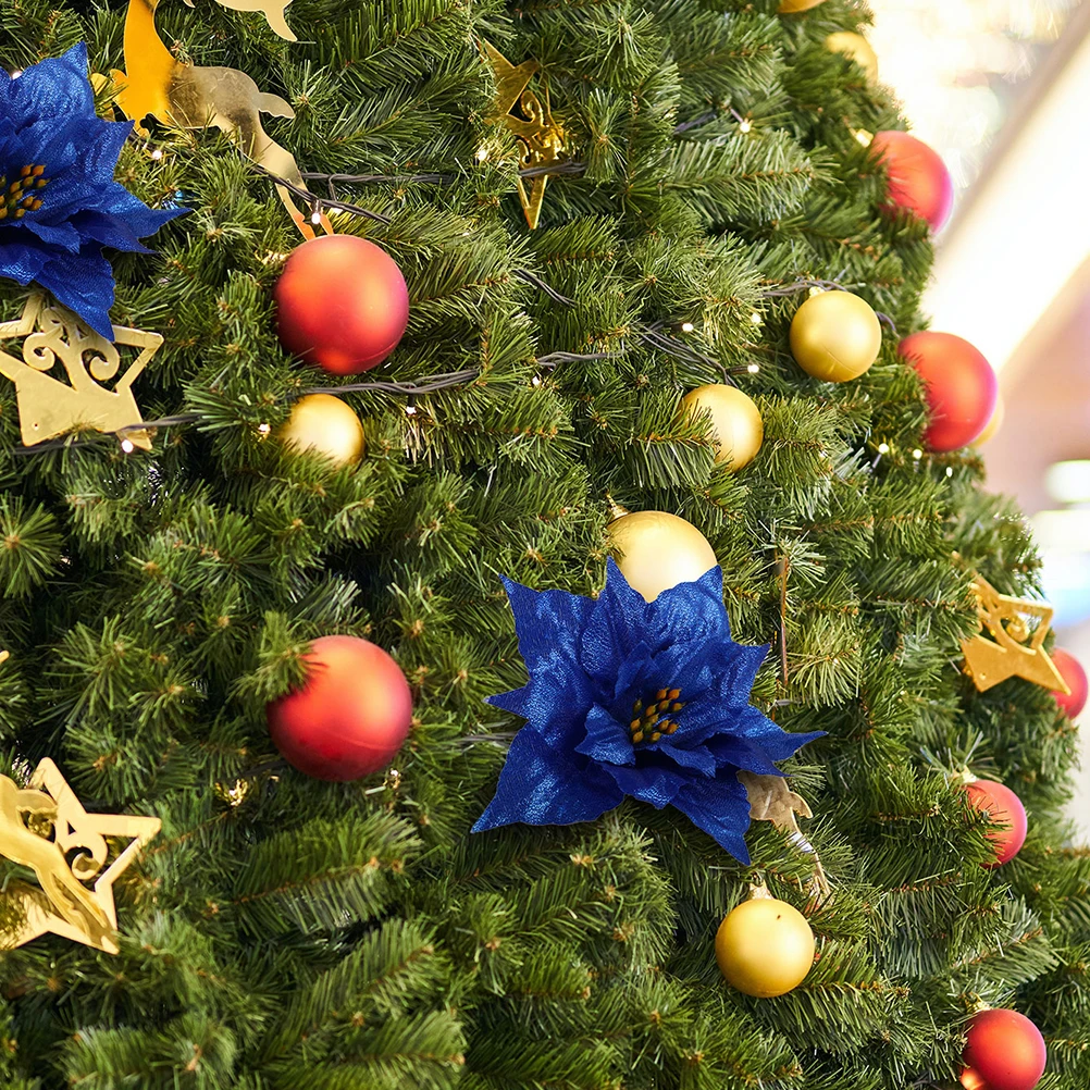 10 個人工クリスマスフラワーデコレーションクリスマスフラワーオーナメント Pe 素材クリスマスツリーパーティー用品パーティー用品