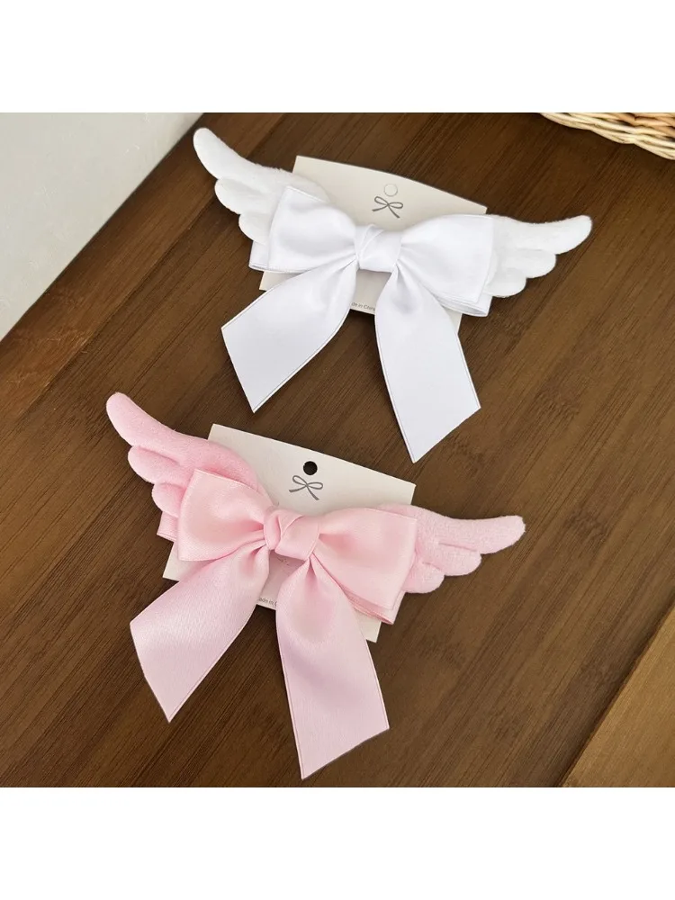 Pinces à cheveux ailes d'ange mignonnes pour enfants, grand nœud papillon en métal, pince à bec de canard, accessoires pour cheveux de fille