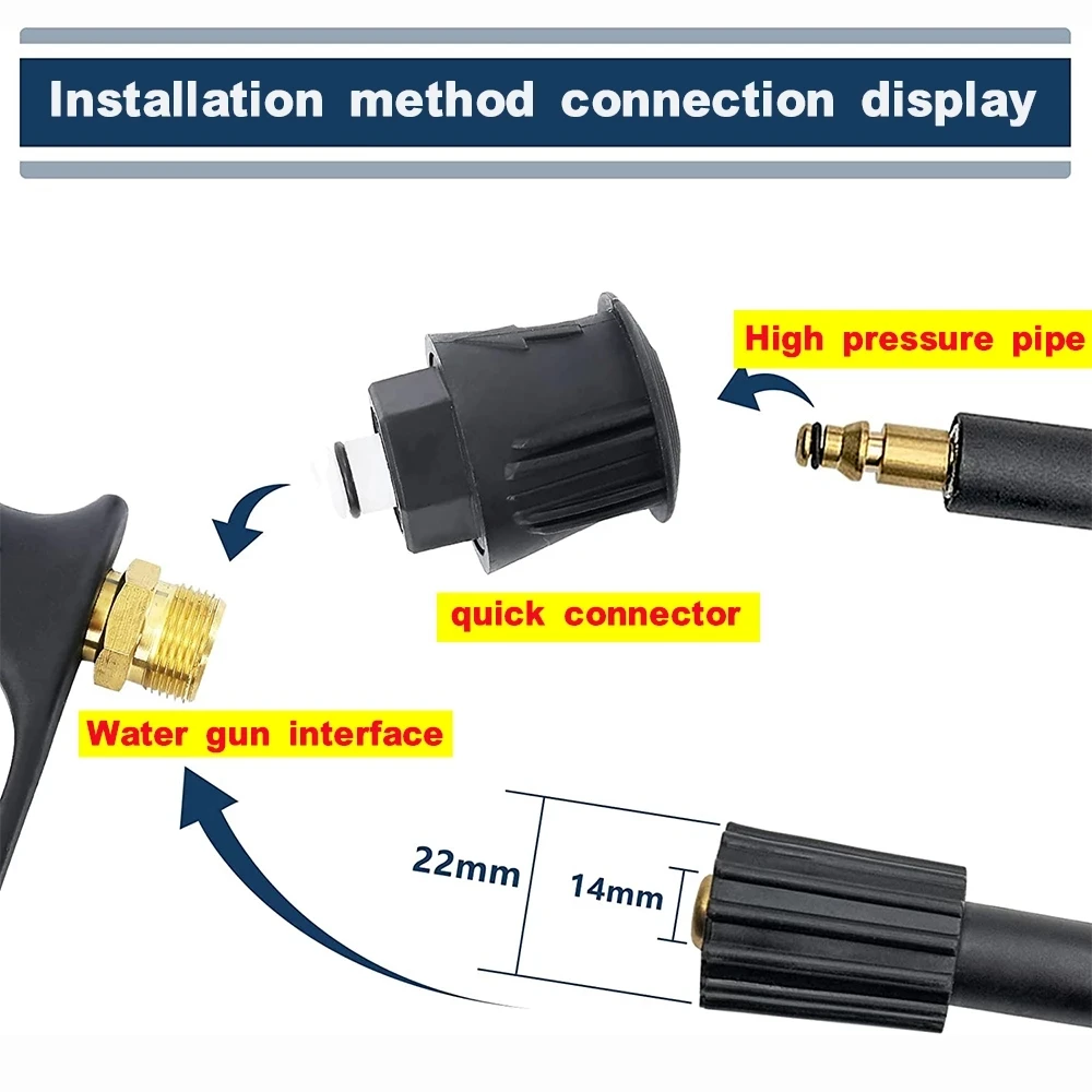 High Pressure Washer Water Gun M22 For Karcher Pressure Washer Gun With 1/4 Quick Connector Multi-angle Nozzle 345bar 5000psi