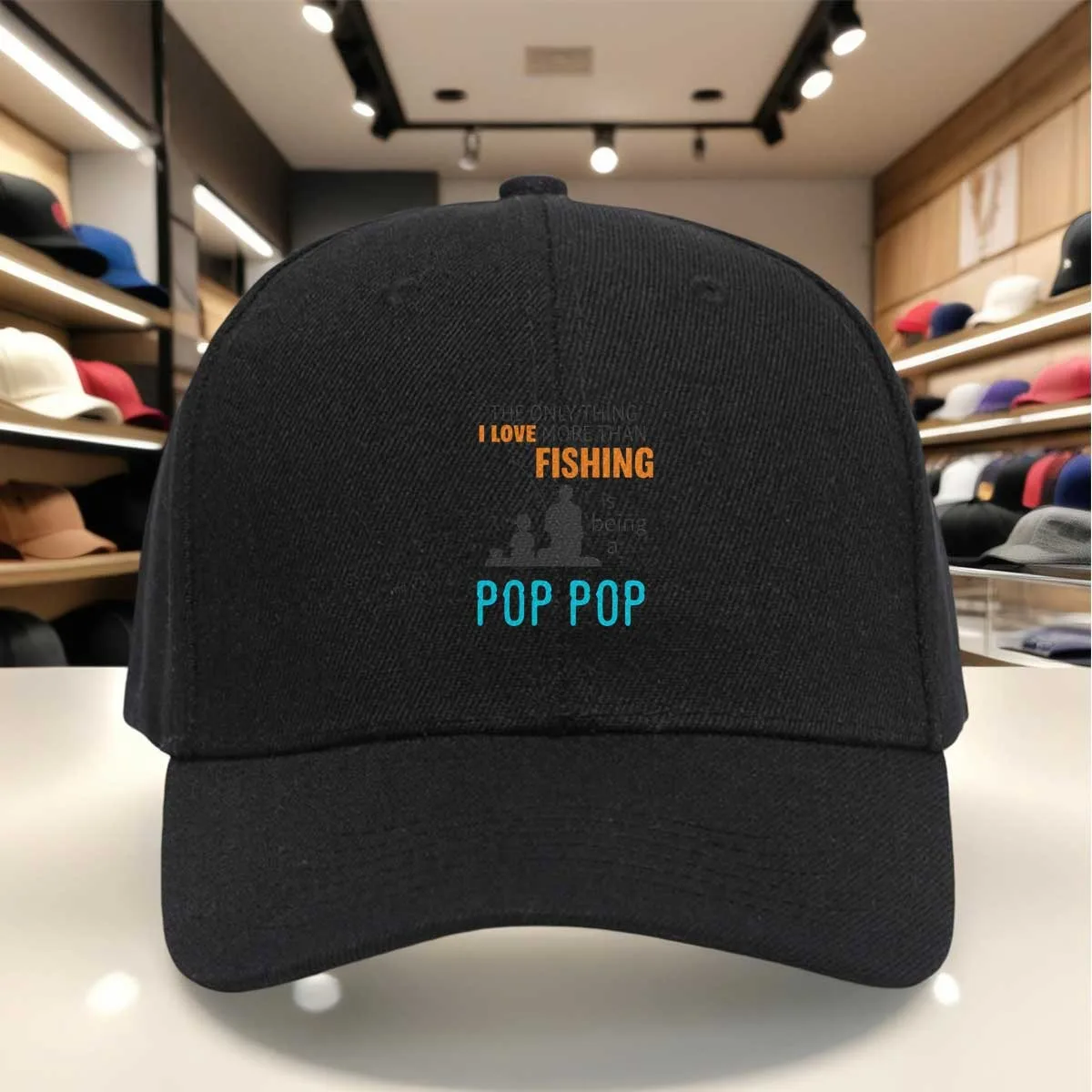 The Solely Thing I Love More Than Fishing Is Being a Pop Pop Baseball Cap, Father And Son Fishing Silhouette Print Hat, Adjustab