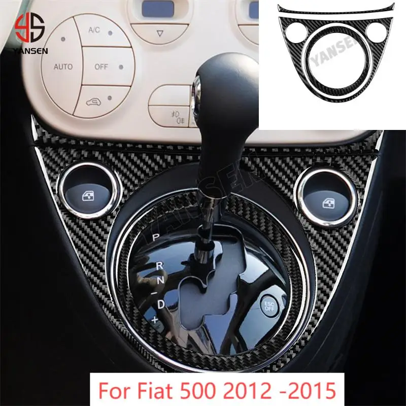 

Central Console Water Cup Holder Panel Cover Trim Carbon Fiber Decorative Sticker For Fiat 500 2012 2013 2014 2015 Accessories