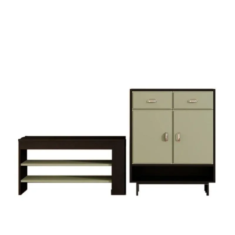 Retro Solid Wood Shoe Cabinet Wall Mounted Storage Unit Breathable Entryway Sideboard Antique Finish Home Organization