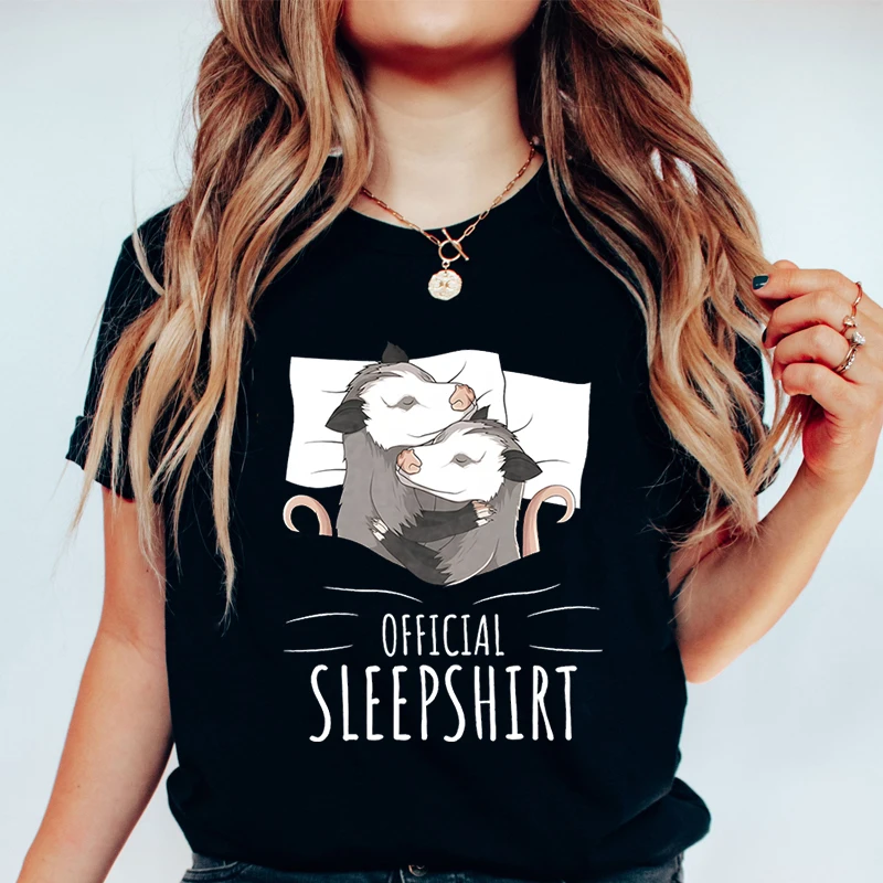 Opossum Official Sleepshirt Graphic T Shirts Women Cute Possum Lover Gift Fashion Casual T-shirt Sleeping Possum Classic Tops