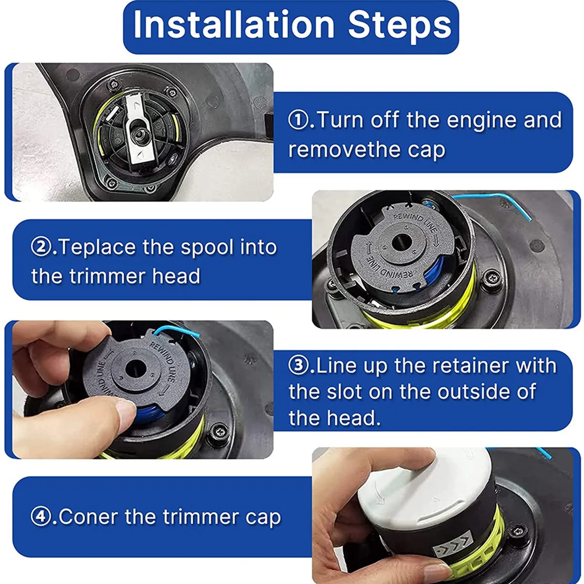 PA-AC14HCA Spool Cap, Replacement Spool Cap for 18V, 24V, 40V Cordless Trimmers, Spool Cover for P2000 P2005