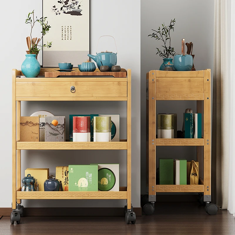 

Household small tea table tea table mobile small side cabinet set storage mini small tea cart rack multi-functional cart