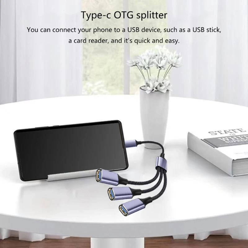 

USB C to USB OTG Adapter Type C OTG Cable USB C Male to 2/3 USB 2.0 Female