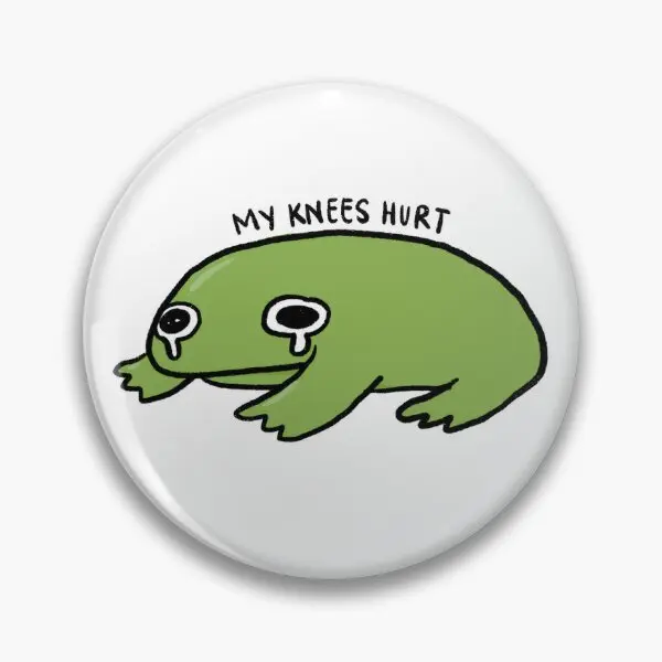 My Knees Hurts Crying Green Frog  Soft Button Pin Funny Brooch Cute Badge Lapel Pin Hat Fashion Gift Lover Clothes Creative