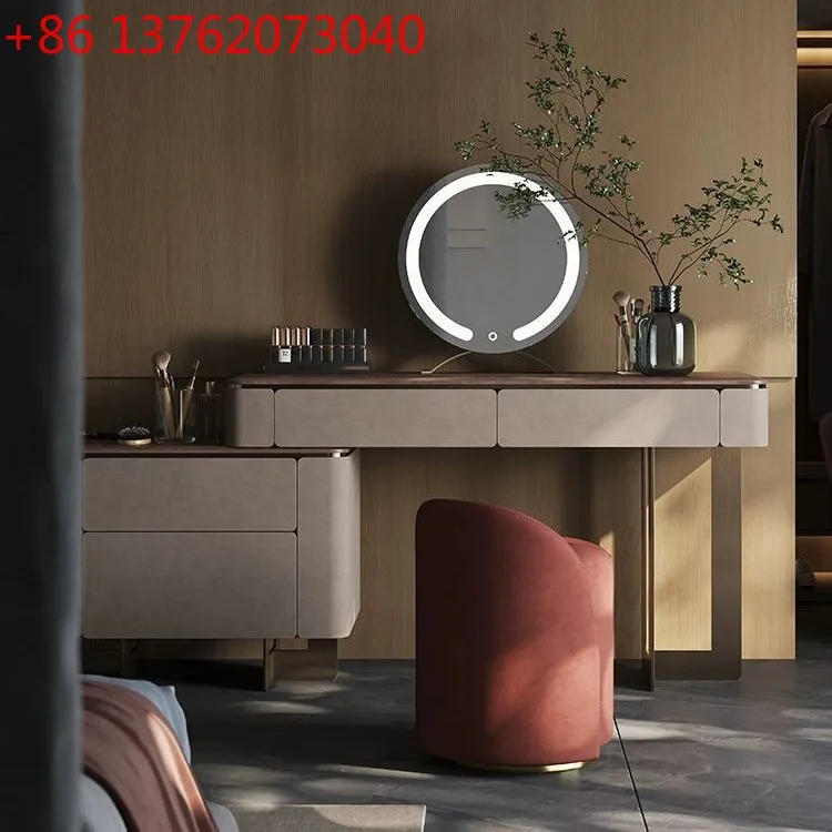 

Light luxury simple bedroom high-grade natural luxury stone storage cabinet integrated makeup table
