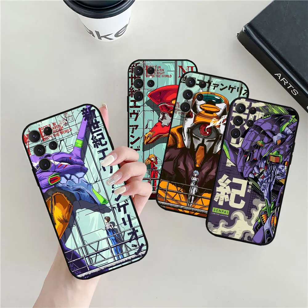 Black Soft Phone Case For Samsung Galaxy S25 S24 S23 S22 S21 S20 Ultra S10 Plus Fe S25Ultra N-Neon G-Genesis E-Evangelion Cover