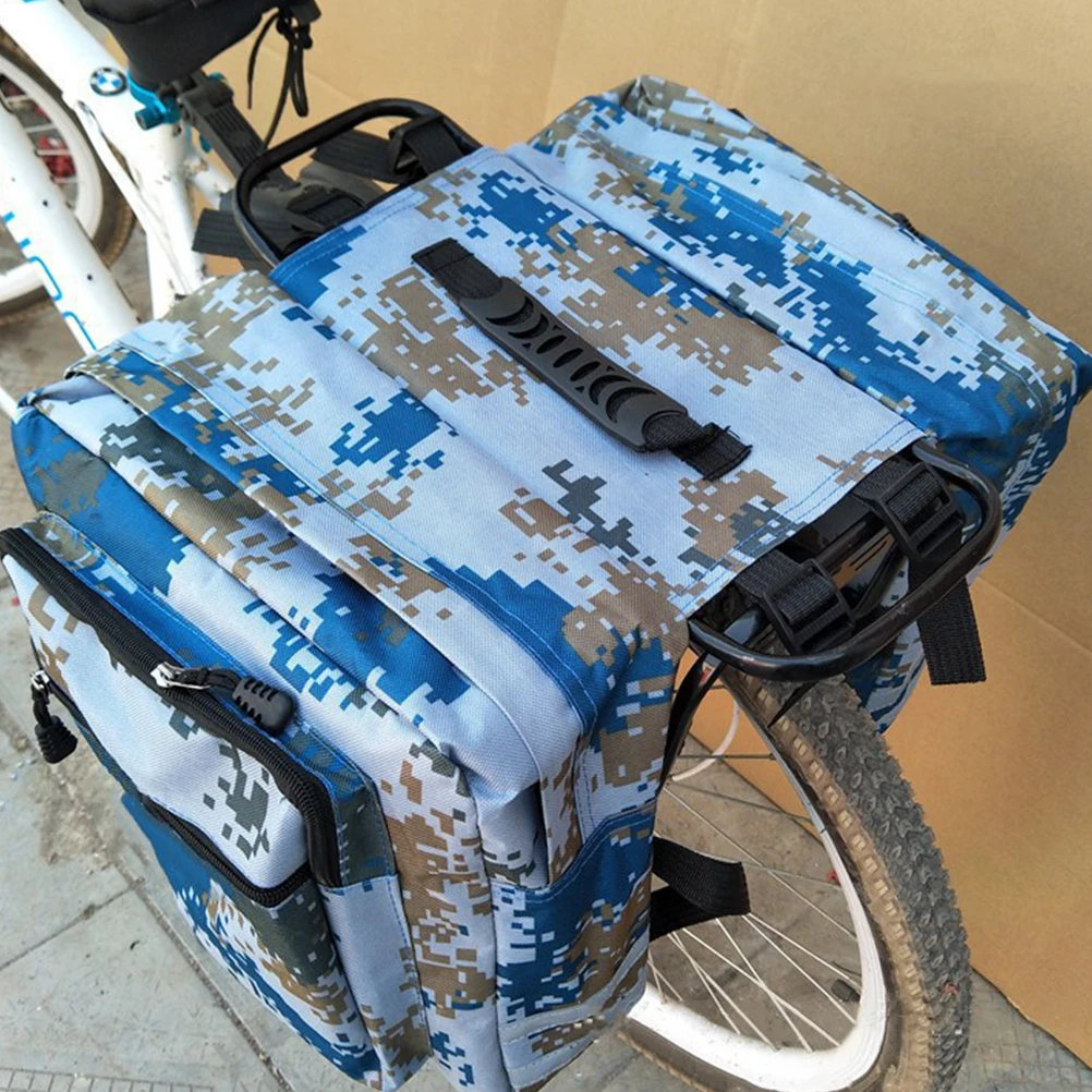 

Camouflage Bicycle Rear Seat Bag Straps Fits Back Rack Dual Use As Regular Bag Multiple Pockets For Drinks Repair