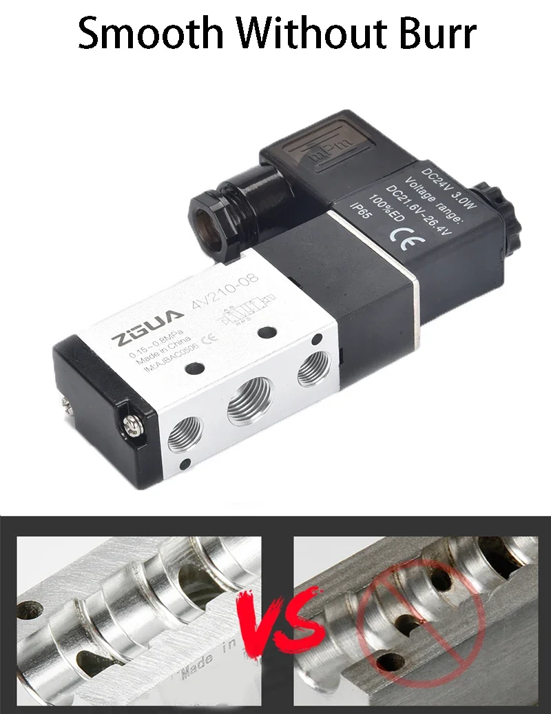 صمام لولبي 4V110-06 1/8 Bsp Air Solenoid Valve 5 Way Port 2 Position Gas Pneumatic Electric Magnetic Valves DC12V 24V 110 V220V Coi الغاز والوقود — تفصيل 4