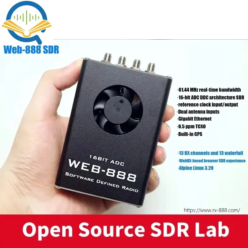 Knotolus Custom 10 KHz To 60 MHz HF VHF Web-888 16-bit ADC 62M Bandwidth DDC SDR Receiver Radio Black Ham USB To DC Cable