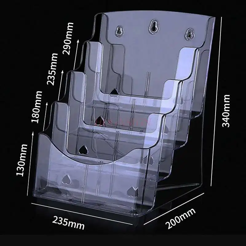 storage box Four-layer a4 desktop transparent data shelf display box leaflet single-page directory shelf wall