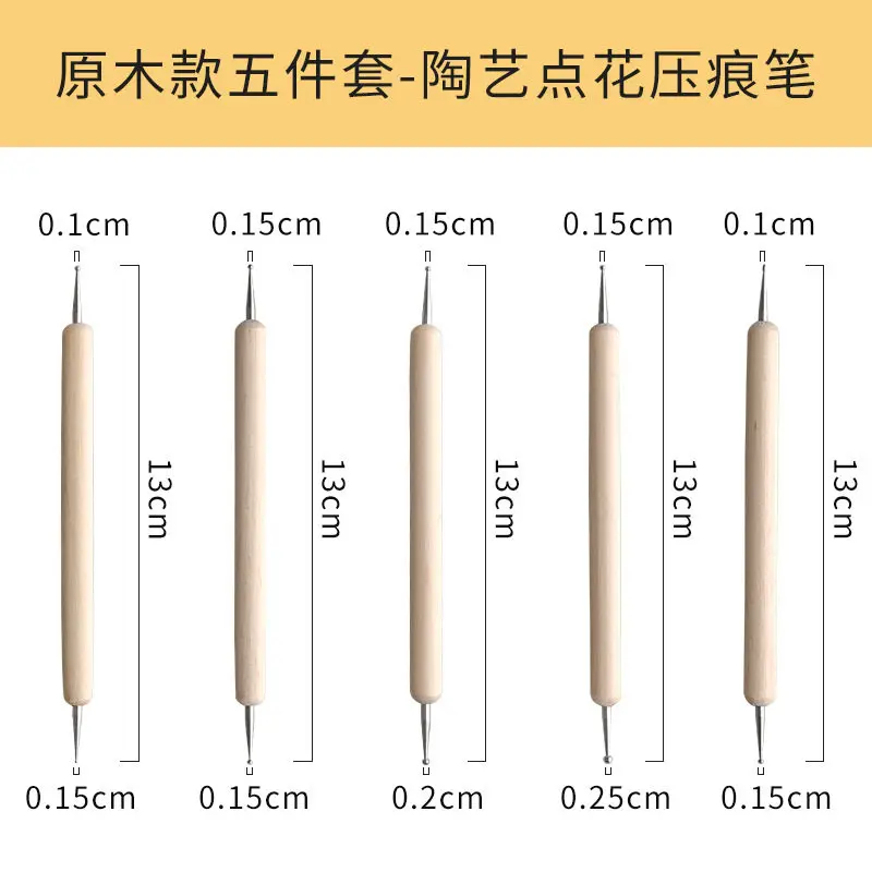 Keramik-Edelstahl-Eindrückstift, Rundkopf-Stift für Papier und Keramik, DIY-Tonwerkzeug-Set, 5-teilig – Detail 7