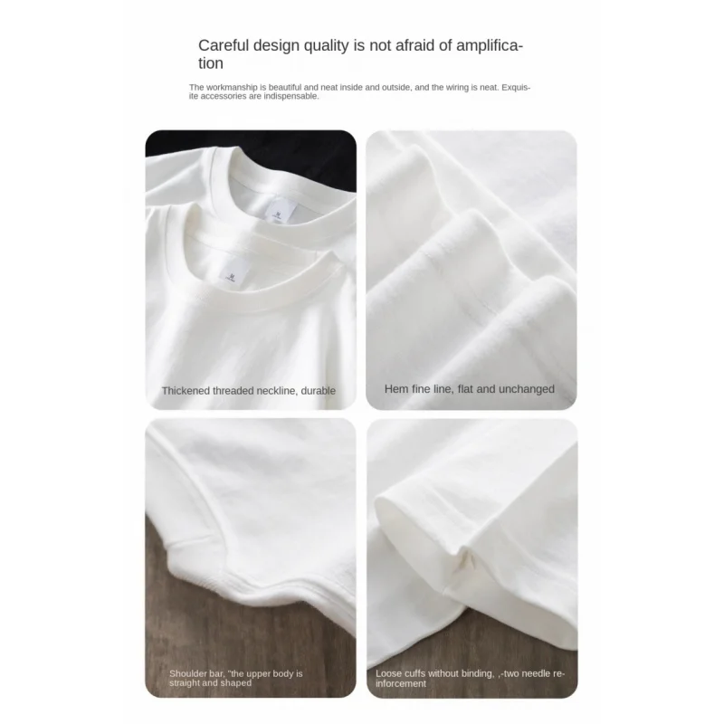 Heavyweight Pure Cotton Summer Short Sleeves T-shirt Printed Loose Niche College Style Youth All-Match Top