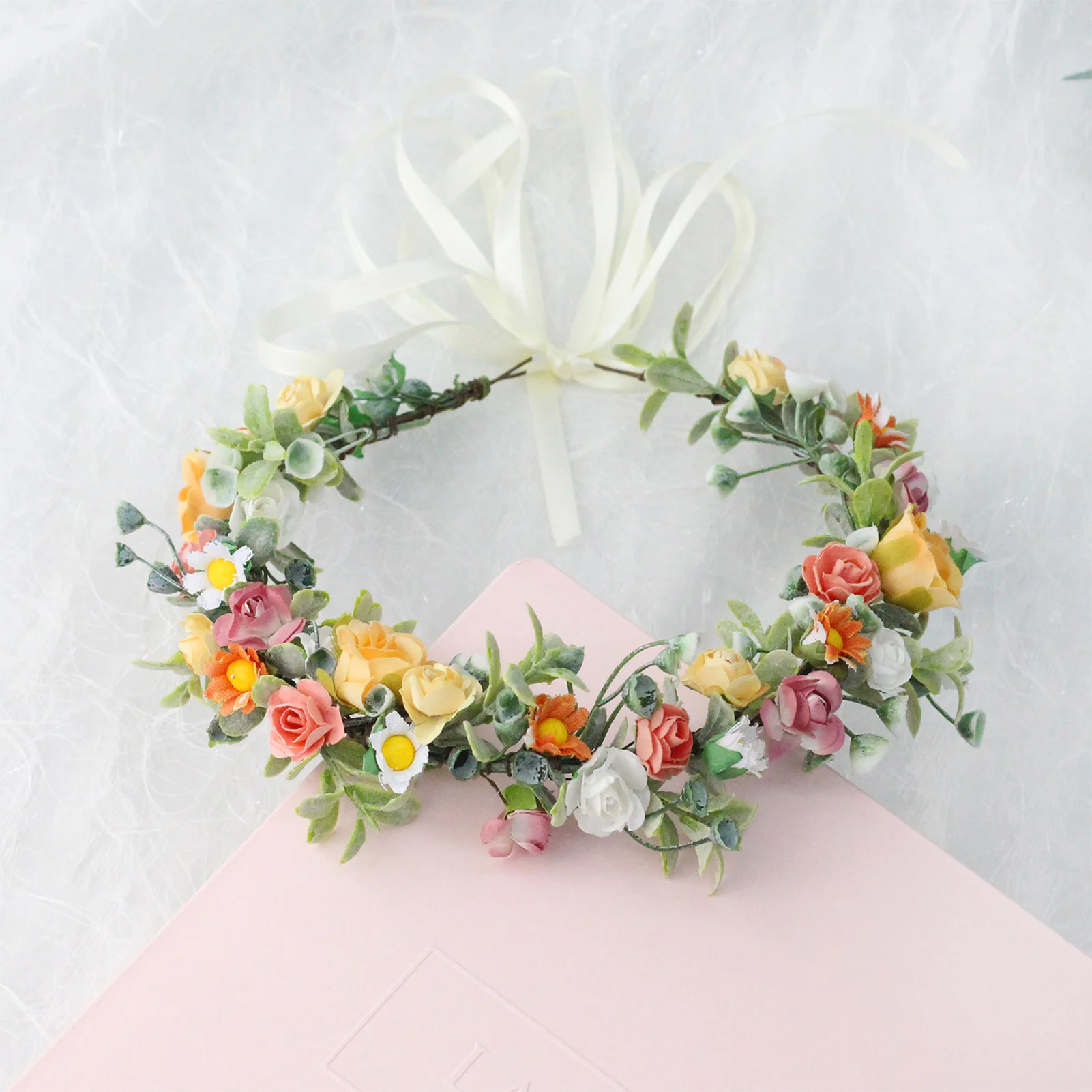 Floral Garland Crown Headpiece Woman's Cloth Flower Hair Hoop for Women Mother Daughter Friends