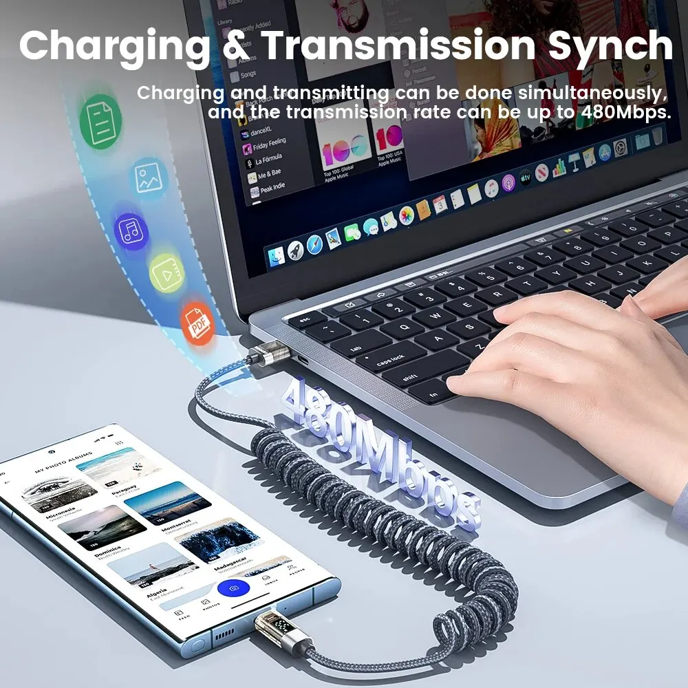 Toocki USB Type C Cable 66W Display 6A Fast Charging Charger Transparent USB C Cable Data Cord For Huawei Xiaomi Samsung Realme image 3