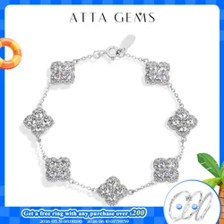 ATTAGEMS Full Moissanite Luxury Bracelet D VVS1 For Women Real S925 Sterling Silver Gold Plated Lucky Engagement Wedding Jewelry