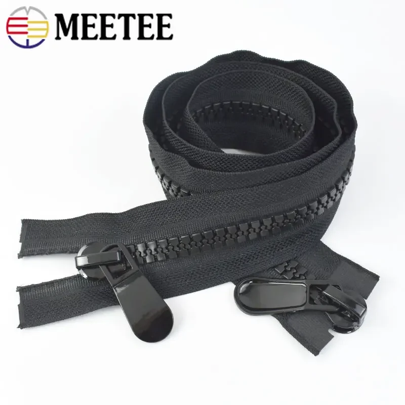 Meetee 8# 15# 70-400cm Resin Zippers Double Open End Large Zipper Two-way for Long Down Jacket Tent Zips Sewing Accessories