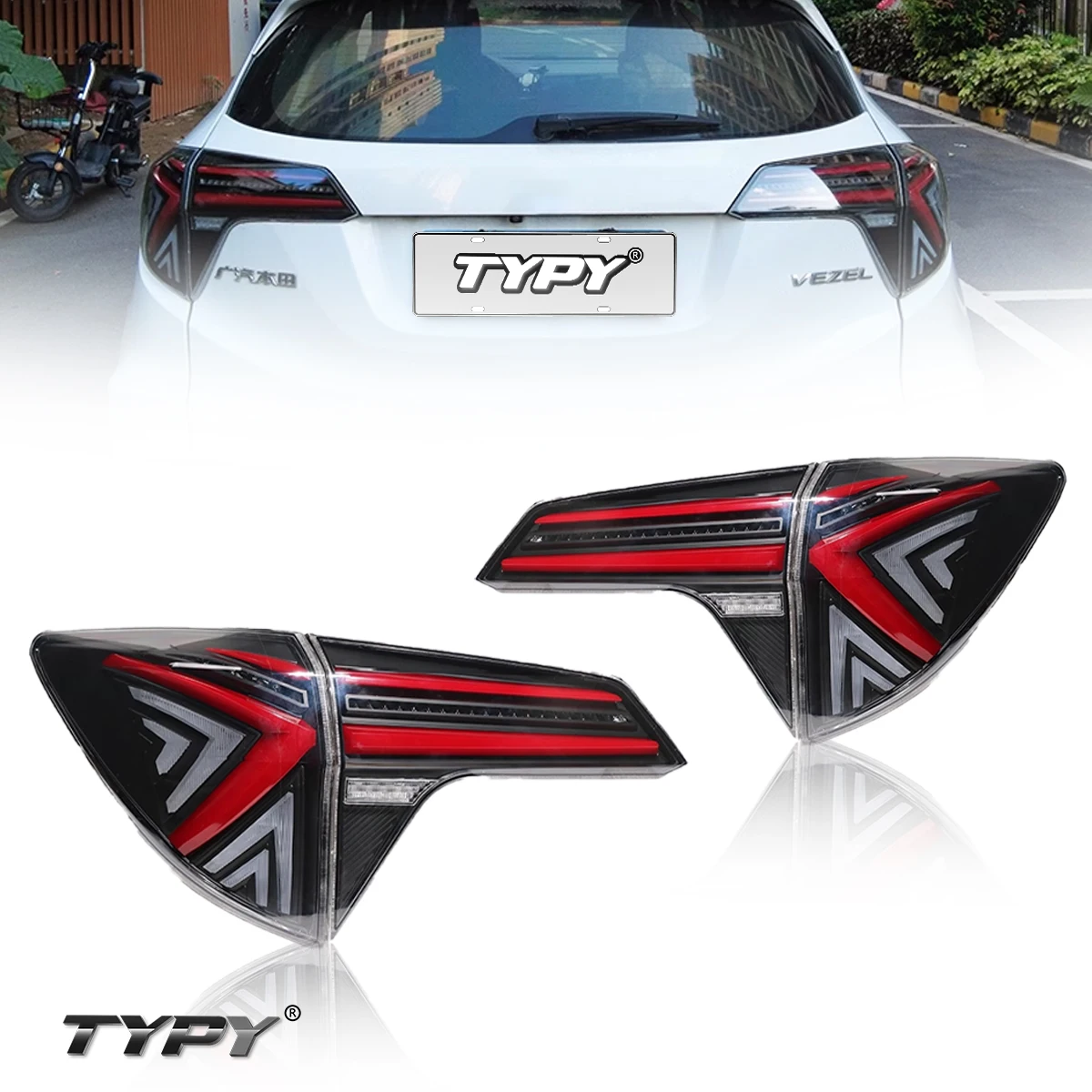 

TYPY New LED Taillight Upgrade Modified Full Tail Lamp Car Accessories For Honda VEZEL 2015-2022 Dynamic Turn Signal