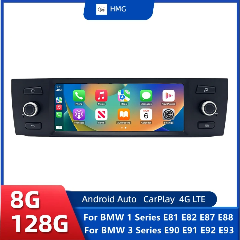 Image of Kabelloses CarPlay Android Auto Autoradio für BMW 1er 3er Serie E81 E82 E87 E88 E90 E91 E92 E93 Multimedia-System Bildschirm GPS