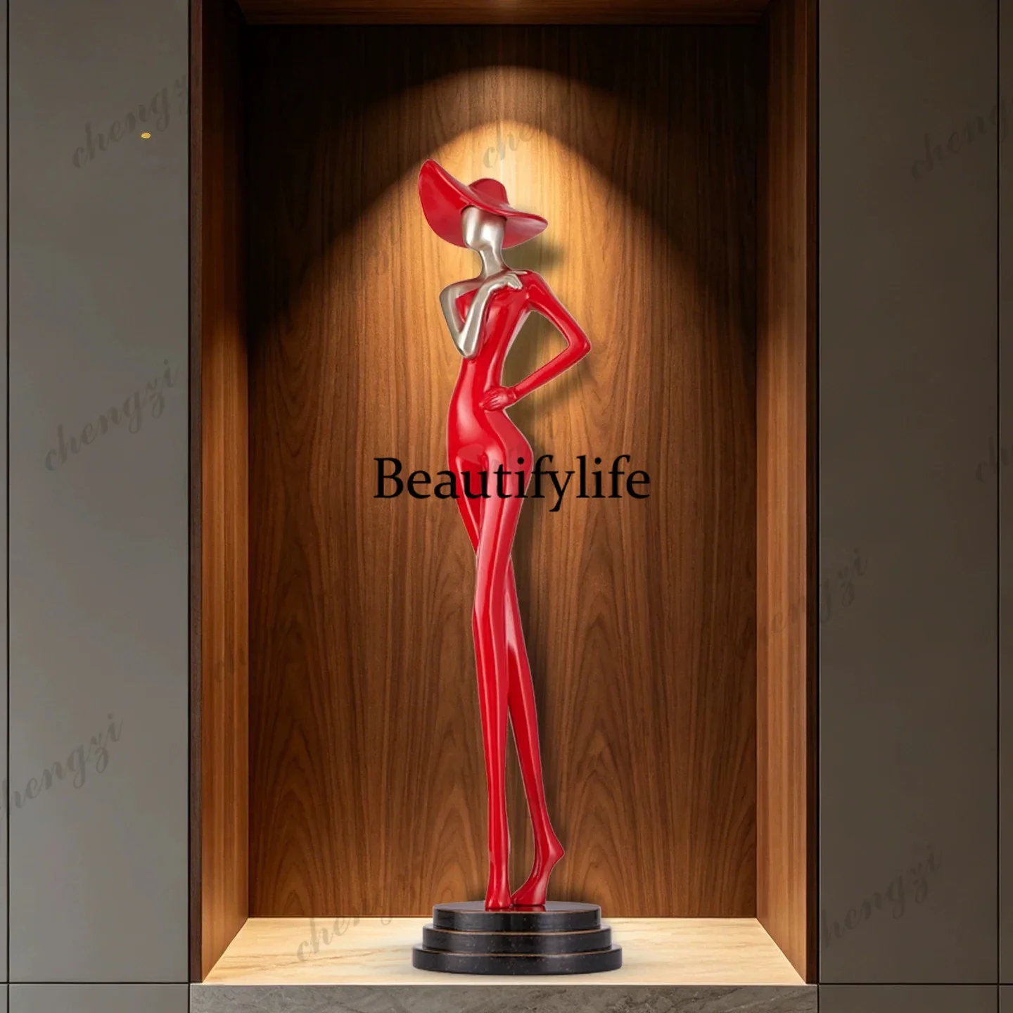 H178  Italian sculpture, figure shape vertical slender light luxury ornament high-end living room crafts niche minimalist decora
