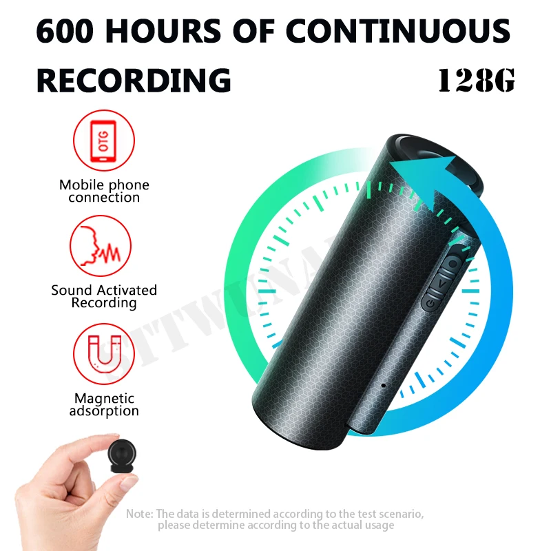 Mini Voice Recorder 600 Hours Digital Recording Device Professional Sound Dictaphone Audio Listening Micro Record Portable Small