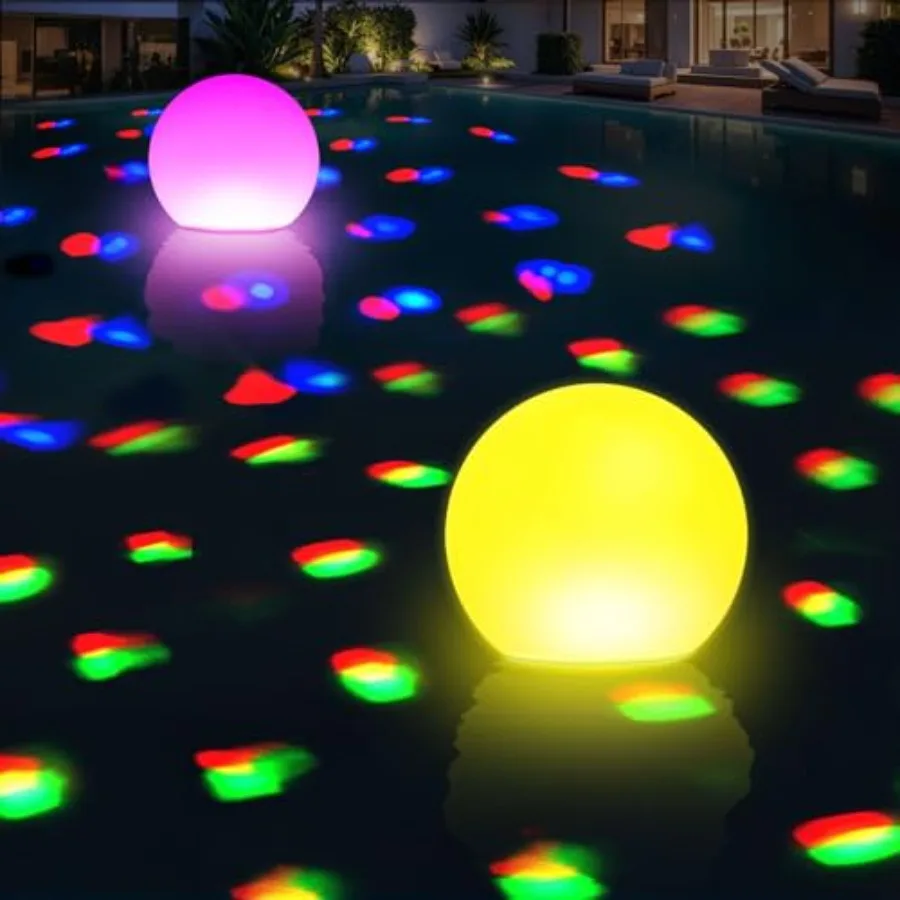 Floating Pool Lights, 6 Inch Light Up Pool Balls with Underwater Lights Show, Color Changing LED Pool Light That Float, IP68 Wa