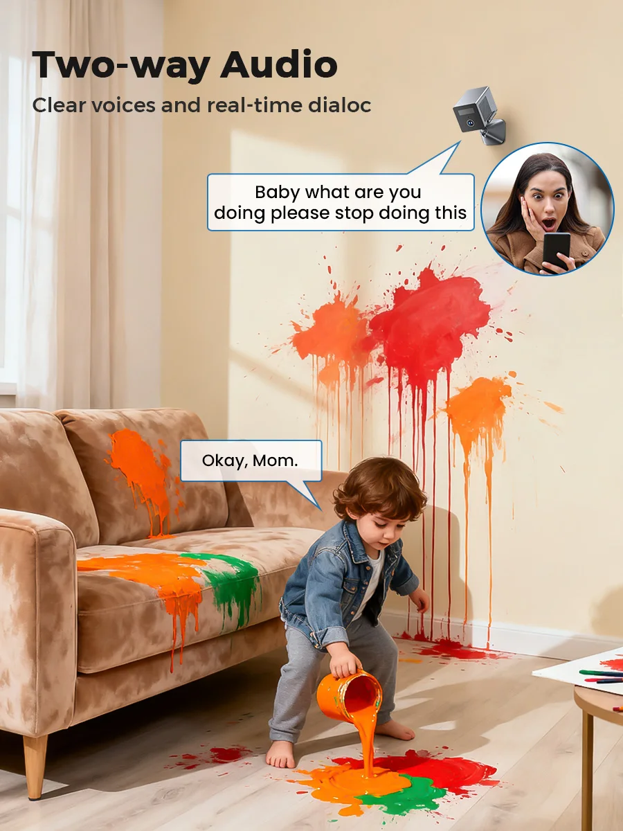 Mini telecamera HD da 5MP 2MP Wifi IP Smart Home Visione notturna interna Rilevazione umana Videocamera di sorveglianza di sicurezza wireless Audio