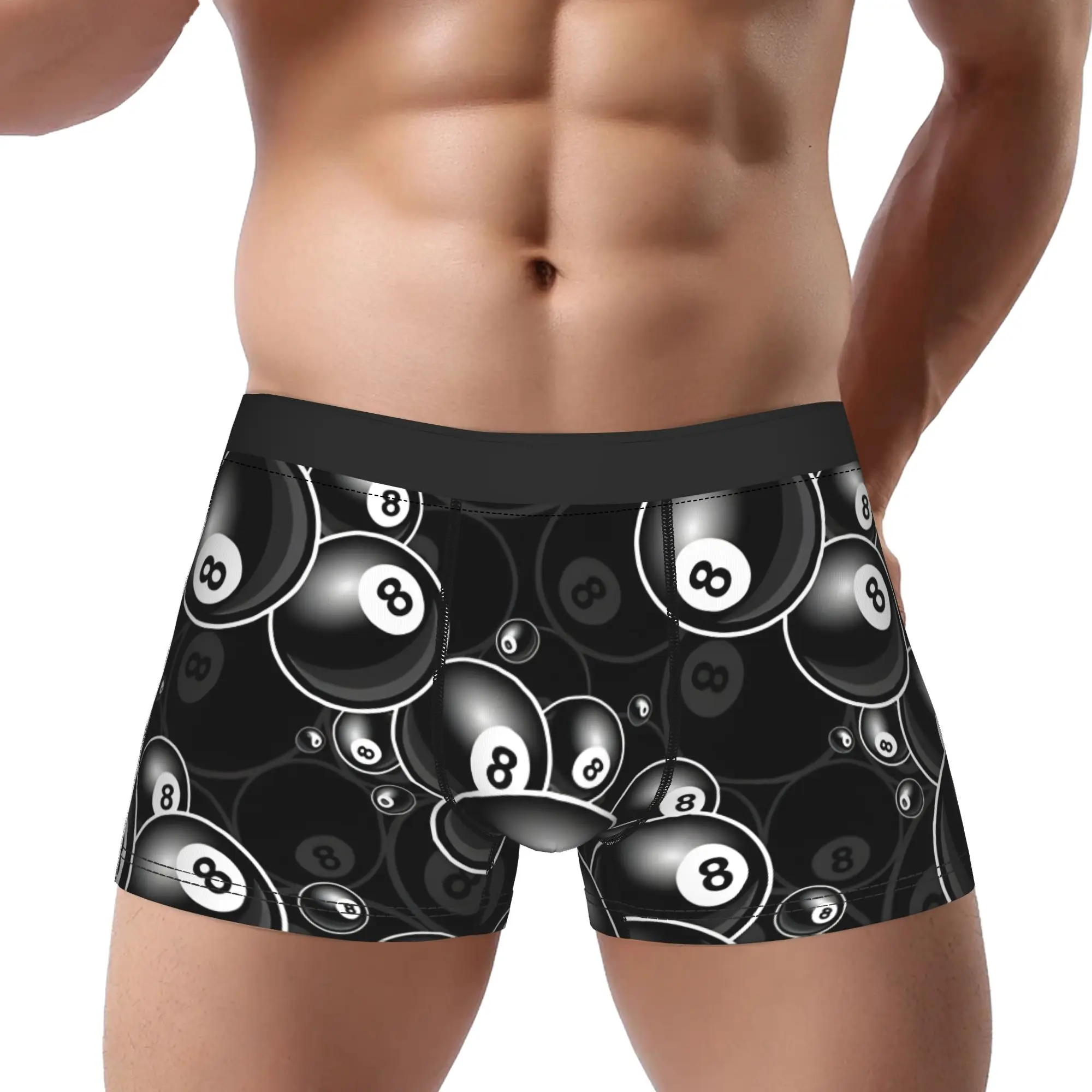 

Белье для мужчин Billiards Black 8 Ball, черно-белые трусы, мужское нижнее белье, вентилируемые шорты, боксеры