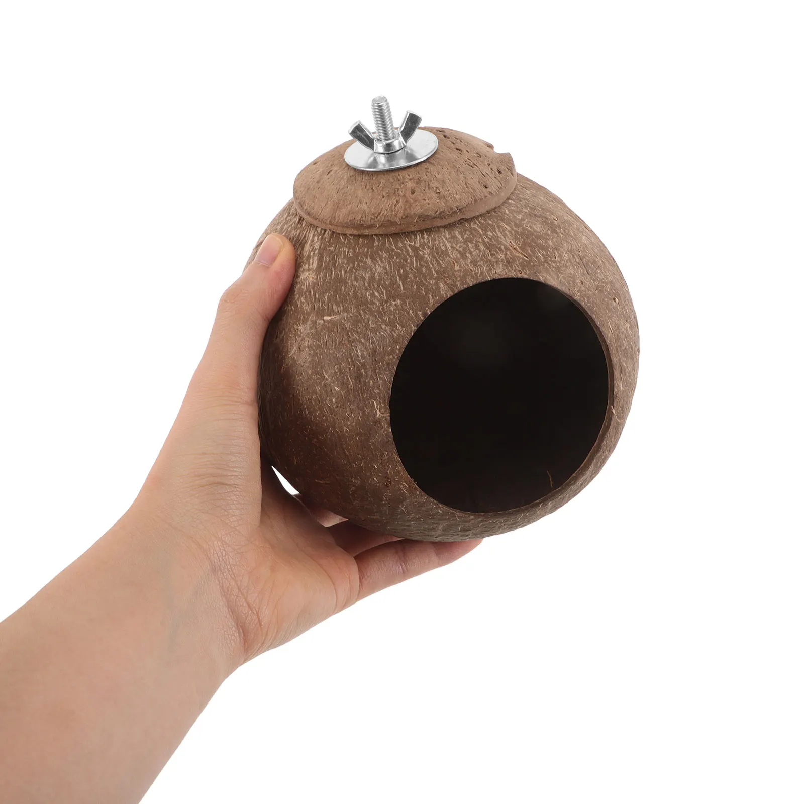 

Natural Coconut Shell Bird Nest Rustic Parrot Outdoor Garden Decoration Parakeets Lovebirds Cockatiels Breeding Nest