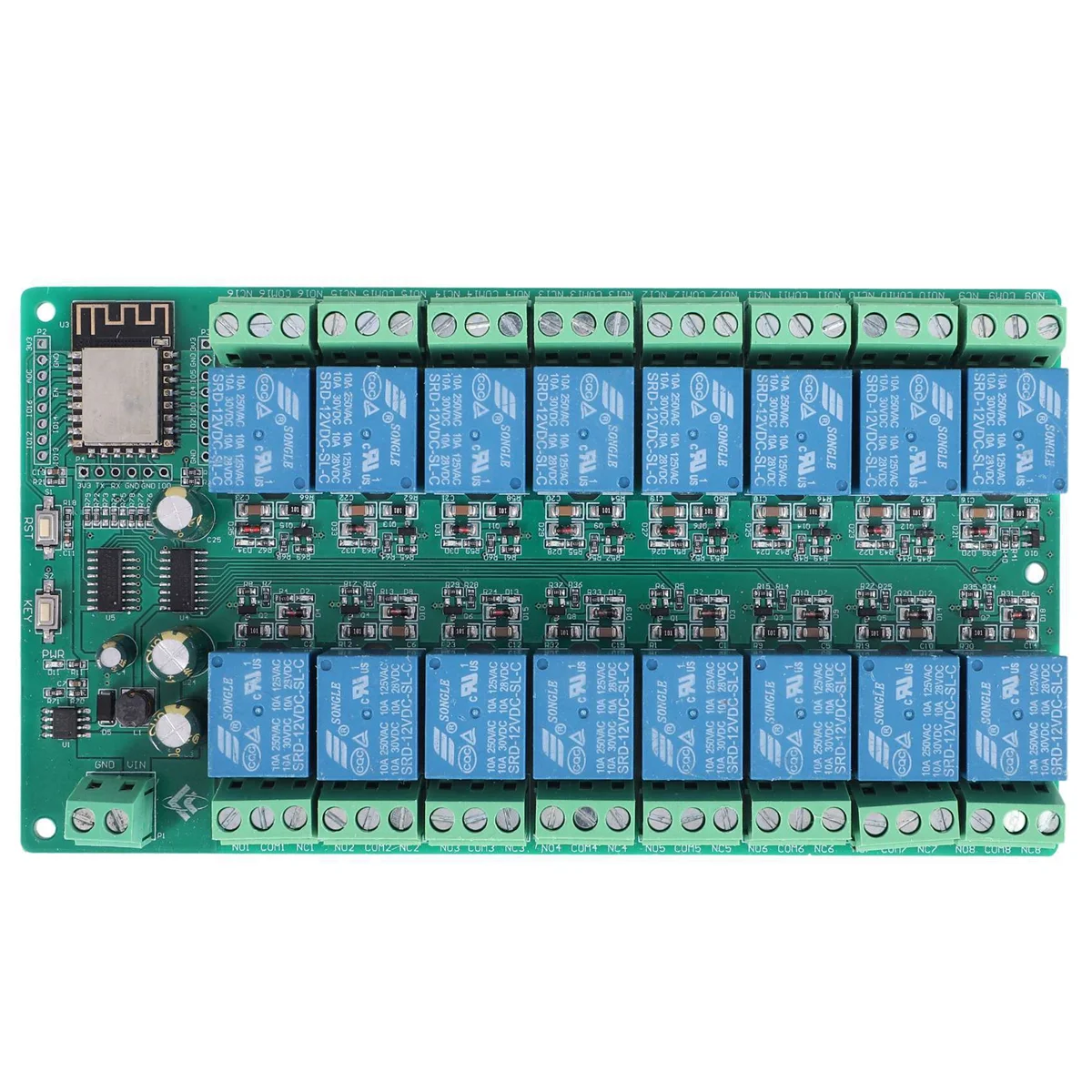 ESP8266 WIFI 16 Channel Relay Module ESP-12F Development Board Power, 16 Way Relay Module, Supply Mode 12V