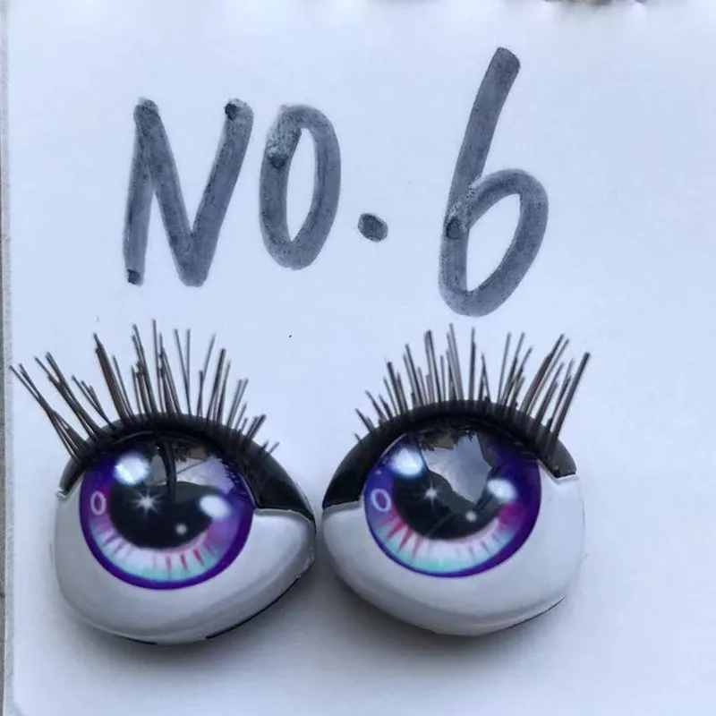 Rainbow Doll Eyes With Real Eyelashes Original Quality Doll Accessories Replacement Alive Eyes Purple Blue Gold Doll Eye Balls