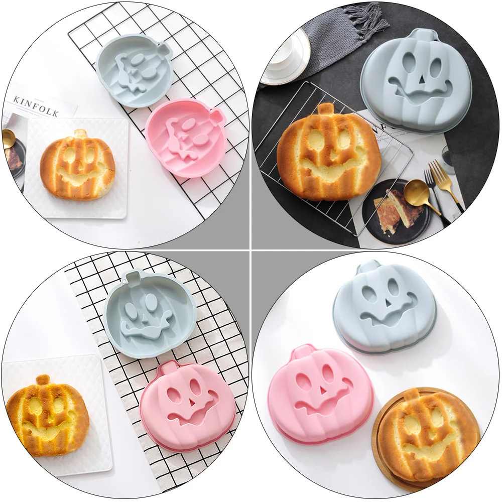 

2Pcs Halloween Pumpkin Shape Molds Silicone Cake Molds Assorted Color Wonderful Gifts Share with Friends Family
