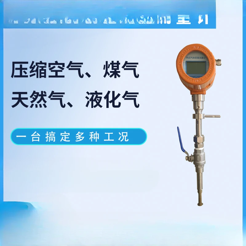 Thermal gas mass flowmeter compressed air natural gas nitrogen plug-in pipeline high precision digital display meter