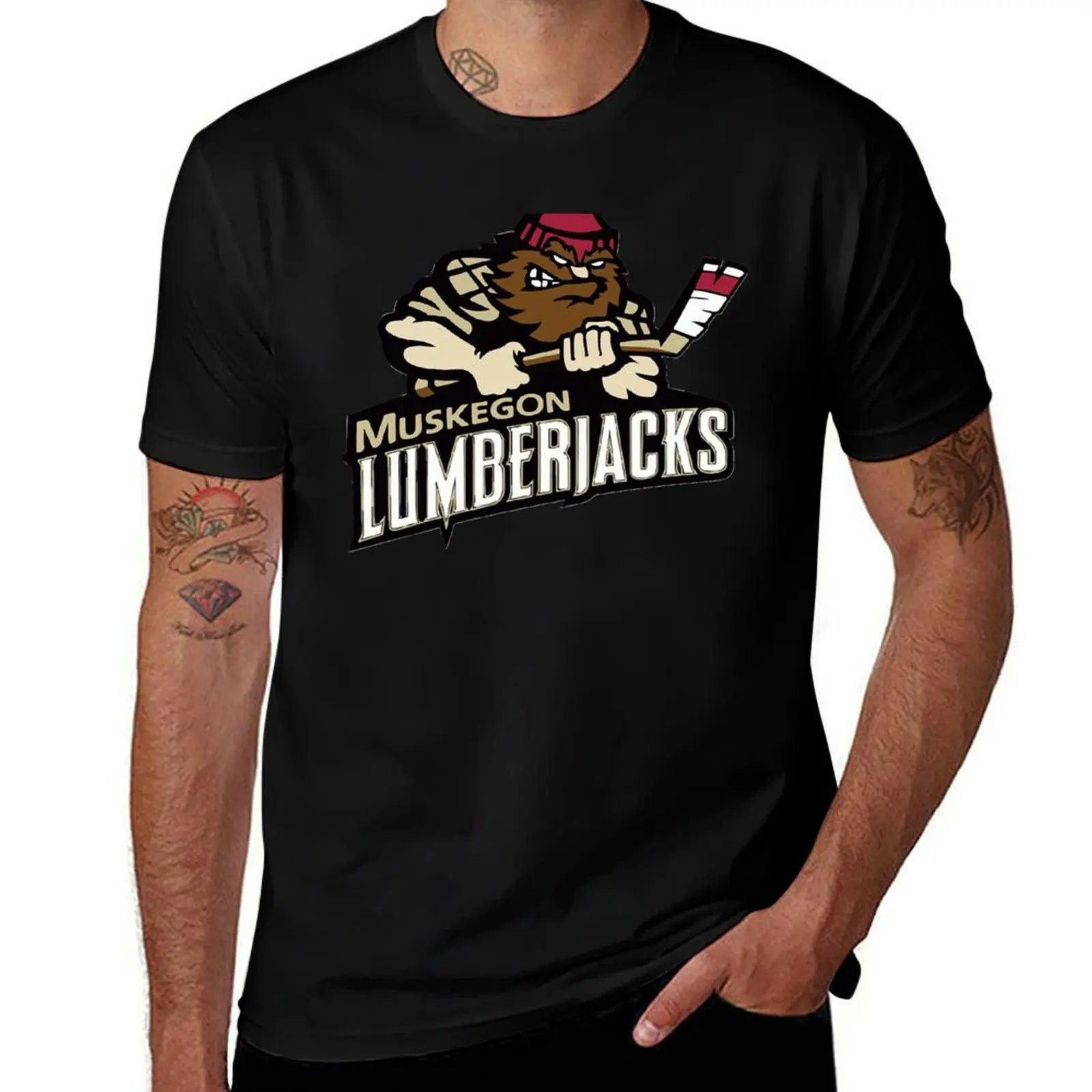 USHL Retro Muskegon Lumberjacks T-Shirt summer shirt oversized graphic tee Funny t-shirts men workout shirt