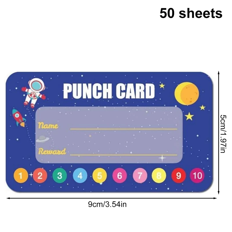 50Pcs Cartoon Kids Reward Incentive Punch Cards for Children Students Motivated Teacher Teaching Small Business