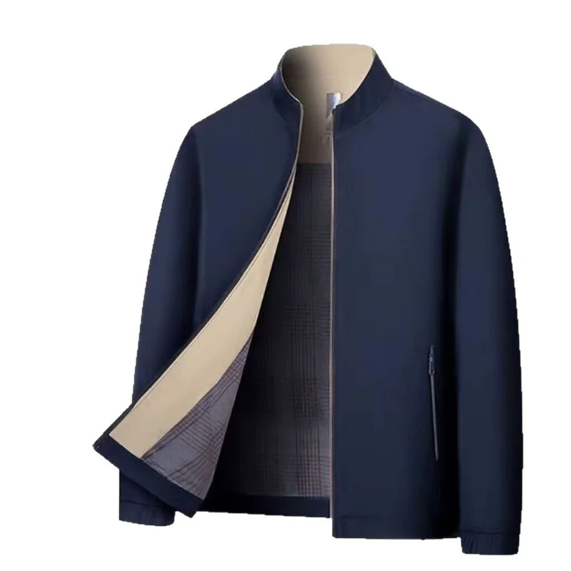 

Men's Jacket Spring and Autumn New Solid Color Simple Casual and Versatile Collar Business Middle-aged Jacket